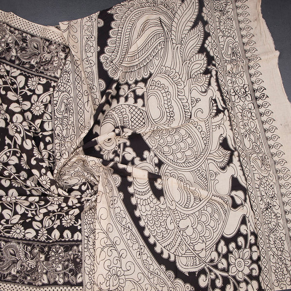 Kalamkari Cotton Black Printed Saree 02