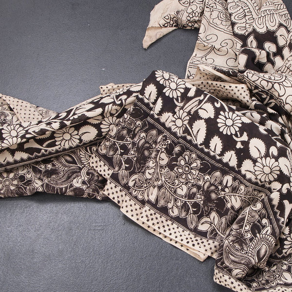 Kalamkari Cotton Black Printed Saree 02