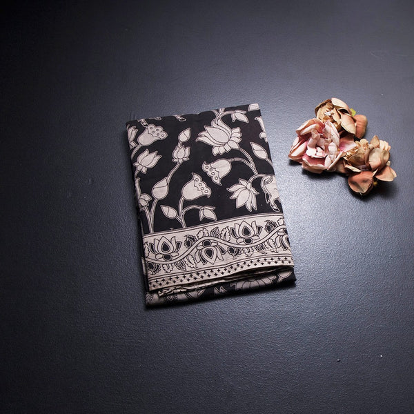 Kalamkari Cotton Black Printed Saree 03