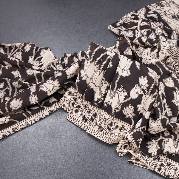 Kalamkari Cotton Black Printed Saree 03
