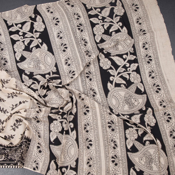 Kalamkari Cotton Cream Printed Saree 03