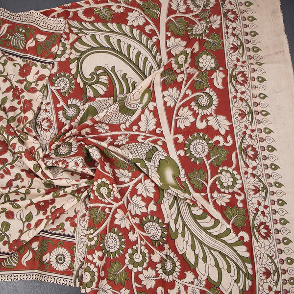Kalamkari Cotton Cream Printed Saree 06