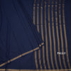 Semi Mysore Silk Navy Blue Plain Saree And Zari Border
