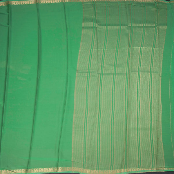 Semi Mysore Silk Parrot Green Plain Saree And Zari Border