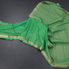 Semi Mysore Silk Parrot Green Plain Saree And Zari Border