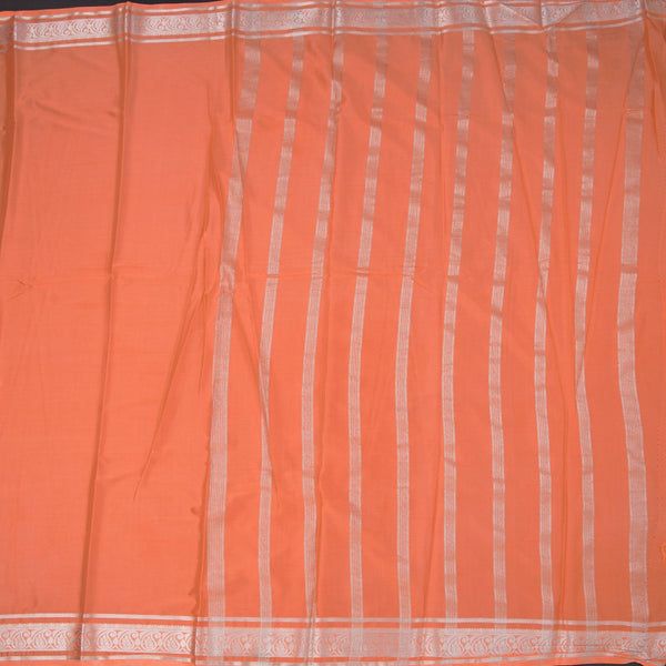 Semi Mysore Silk Peach Plain Saree And Zari Border