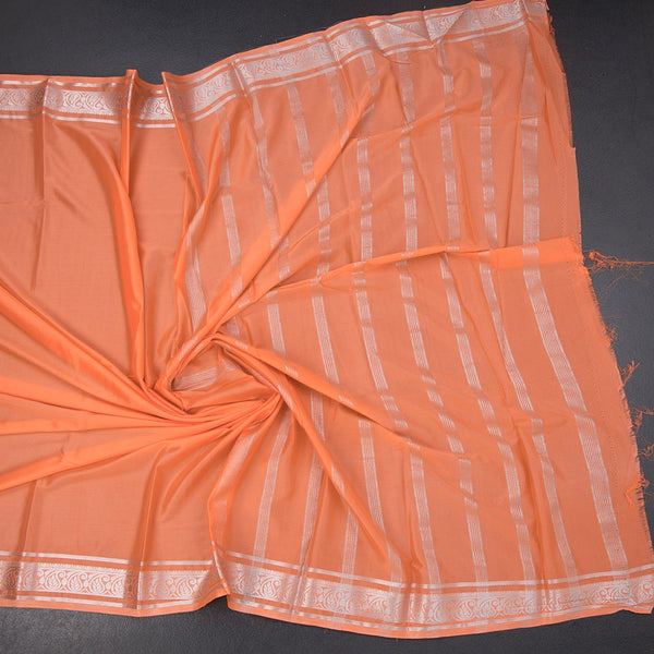 Semi Mysore Silk Peach Plain Saree And Zari Border