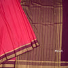 Semi Mysore Silk Fiery Rose Pink Plain Saree And Zari Border