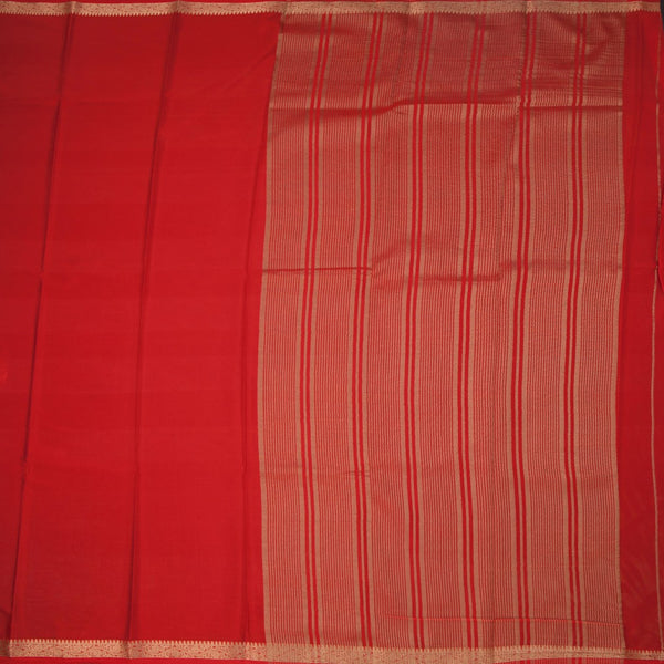 Semi Mysore Silk Red Plain Saree And Zari Border