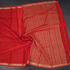 Semi Mysore Silk Red Plain Saree And Zari Border