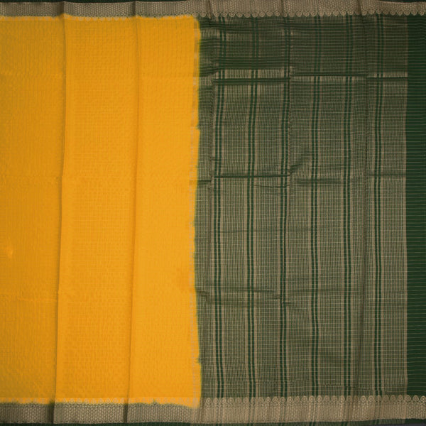 Semi Mysore Silk Mango Yellow Checked Saree And Zari Border