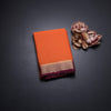 Semi Mysore Silk Fanta Orange Checked Saree And Zari Border