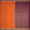 Semi Mysore Silk Fanta Orange Checked Saree And Zari Border