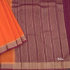 Semi Mysore Silk Fanta Orange Checked Saree And Zari Border