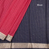 Semi Mysore Silk Fiery Rose Pink Checked Saree And Zari Border