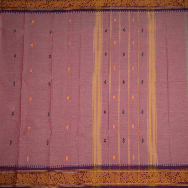 Chettinad Cotton Rose Pink Thread Work Saree