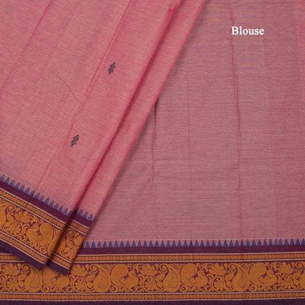 Chettinad Cotton Rose Pink Thread Work Saree