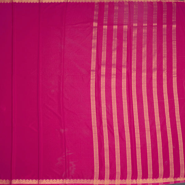 Semi Mysore Silk Rani Pink Plain Saree And Zari Border