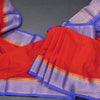 Semi Mysore Silk Reddish Orange Plain Saree And Zari Border