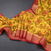 Semi Mysore Silk Yellow Floral Printed Saree And Zari Border