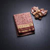 Semi Mysore Silk Peach Floral Printed Saree And Zari Border