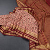 Semi Mysore Silk Peach Floral Printed Saree And Zari Border