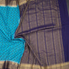 Semi Mysore Silk Sky Blue Floral Printed Saree And Zari Border 02