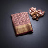 Semi Mysore Silk Peach Floral Printed Saree And Zari Border 02