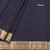 Semi Mysore Silk Navy Blue Zari Stripes Saree And Zari Border