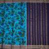 Semi Mysore Silk Azure Blue Floral Printed Saree
