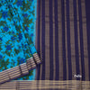 Semi Mysore Silk Azure Blue Floral Printed Saree