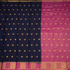 Semi Mysore Silk Navy Blue Saree With Zari Buttas