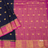 Semi Mysore Silk Navy Blue Saree With Zari Buttas