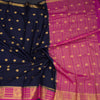 Semi Mysore Silk Navy Blue Saree With Zari Buttas