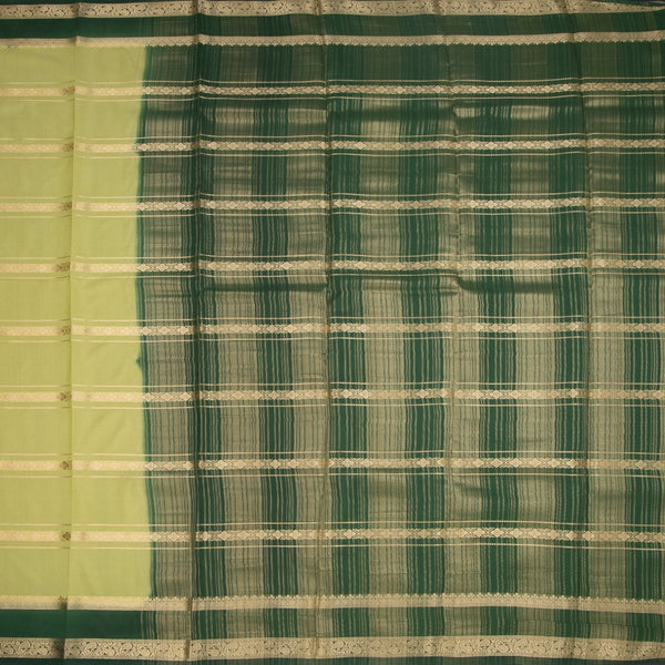 Semi Mysore Silk Lime Green Zari Stripes Saree