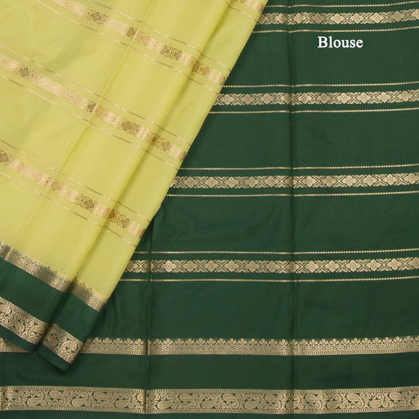 Semi Mysore Silk Lime Green Zari Stripes Saree