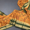 Semi Mysore Silk Mango Yellow Floral Printed Saree 02
