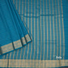 Semi Mysore Silk Peacock Blue Zari Stripes Saree