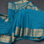 Semi Mysore Silk Peacock Blue Zari Stripes Saree