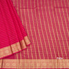 Semi Mysore Silk Rani Pink Zari Stripes Saree