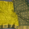 Semi Mysore Silk Parrot Green Zari Worked Saree 02