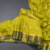 Semi Mysore Silk Parrot Green Zari Worked Saree 02