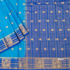 Semi Mysore Silk Azure Blue Zari Worked Saree 02