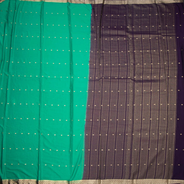 Semi Mysore Silk Jade Green Zari Worked Saree