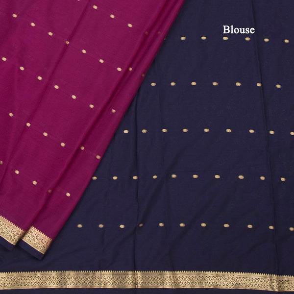 Semi Mysore Silk Wine Zari Worked Saree