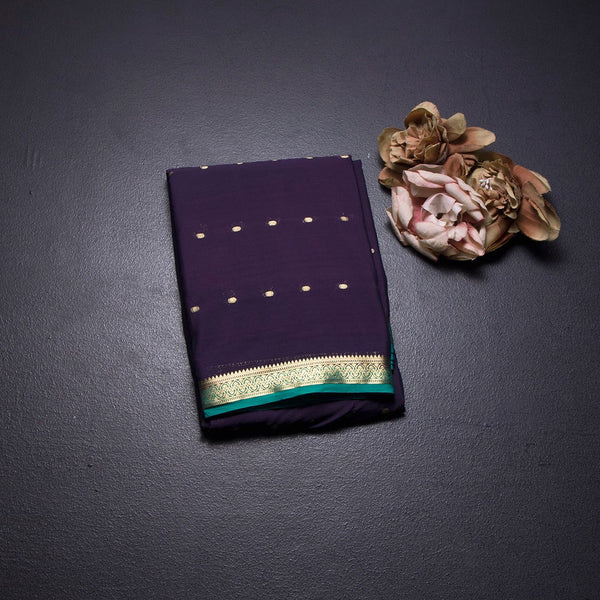 Semi Mysore Silk Navy Blue Zari Worked Saree