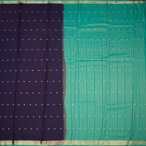 Semi Mysore Silk Navy Blue Zari Worked Saree