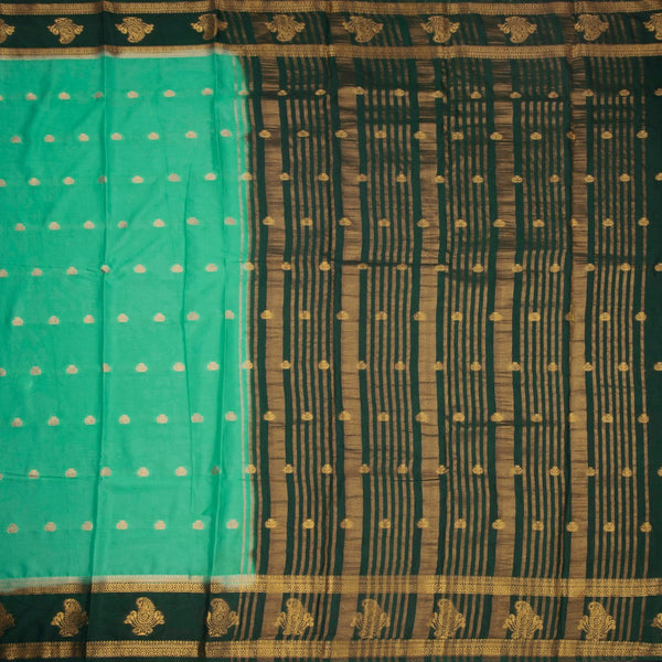 Semi Mysore Silk Mint Green Zari Worked Saree