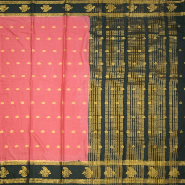 Semi Mysore Silk Peach Zari Worked Saree 02