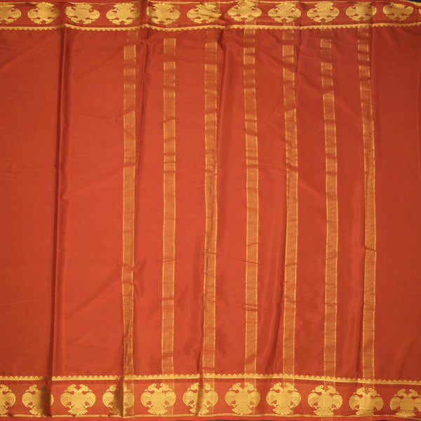 Semi Mysore Silk Rust Orange Plain Saree